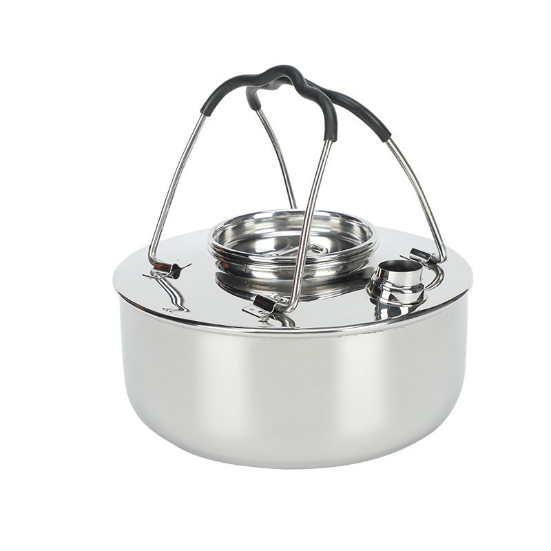 Outdoor Stainless Steel Coffee Kettle Opening Portable Wild Camping