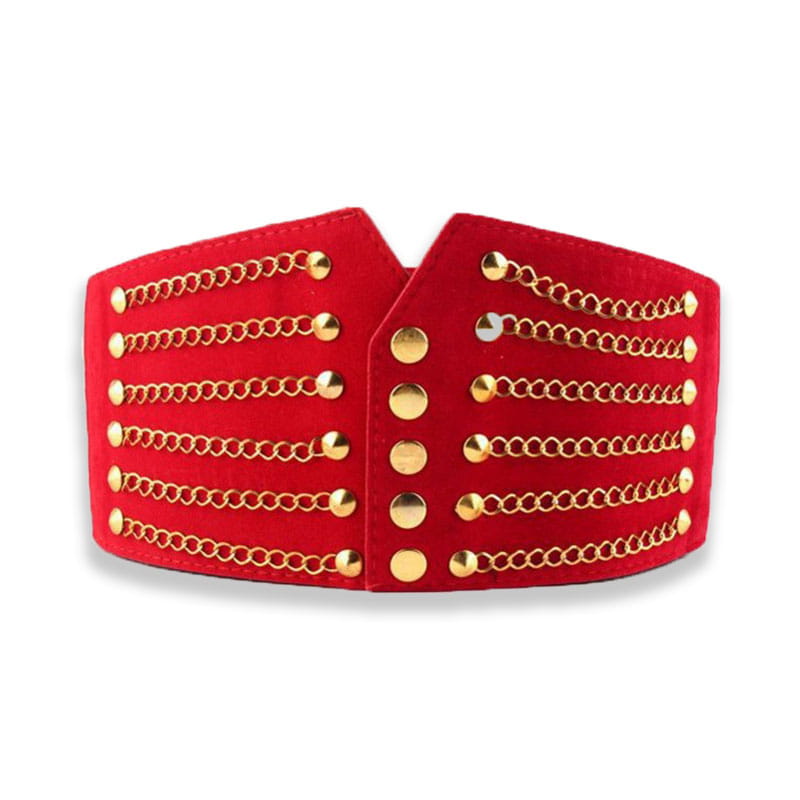 Red and gold decorative belt for Deepeel Women’s Fashion Slim Corset Cummerbunds