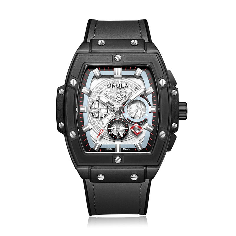 Barrel-shaped multi-function quartz men’s watch