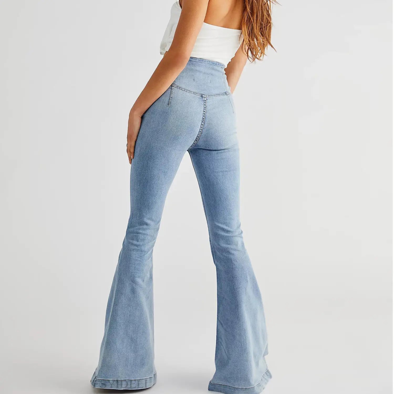 Women’s Waist Irregular Slim-fit Slimming Stretch Denim Flared Pants