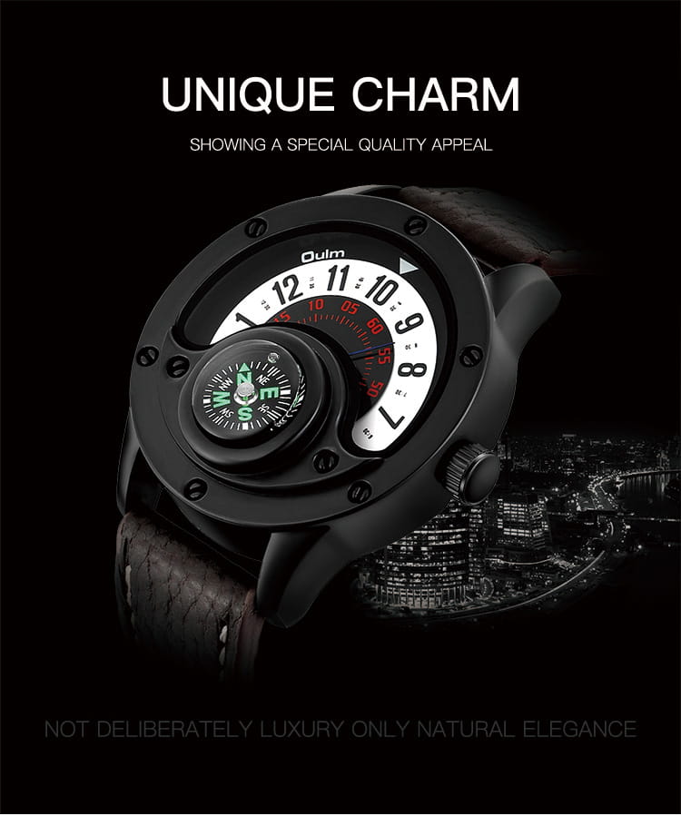 New Sport Watches Men Decorative Compass Unique Design Male Quartz Clock Men’s Leather Strap Casual Wrist Watch