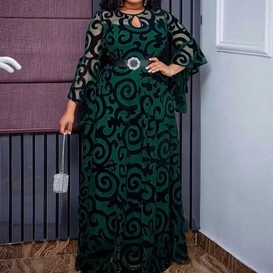 African Women’s Wear Plus Size Chiffon Pleated Dress