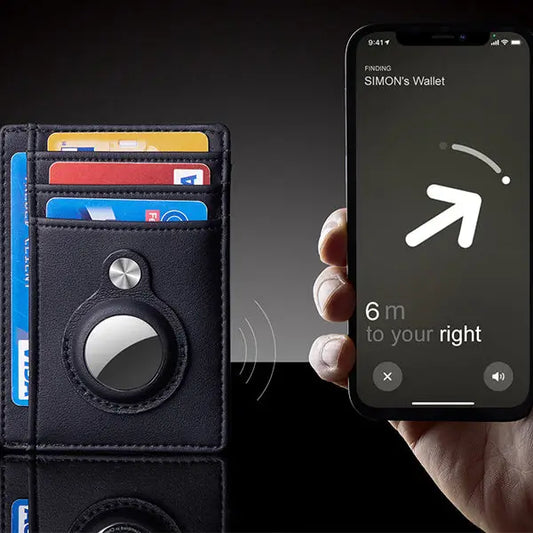 AirTag Wallet Anti Theft Bullet Card Bag Multi-functional Rfid Card Holder Men’s Leather Slim Wallets For Airtag Air Tag