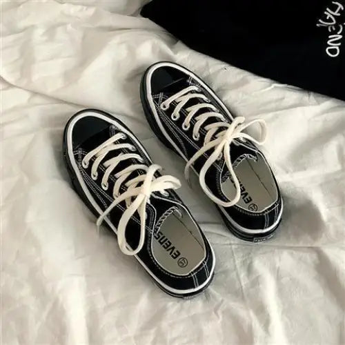 All black canvas shoes - Black / 38 / Low top