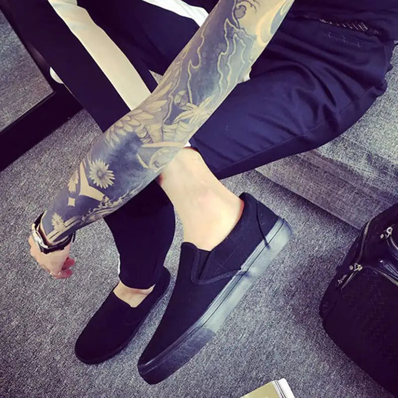 All black couple canvas shoes