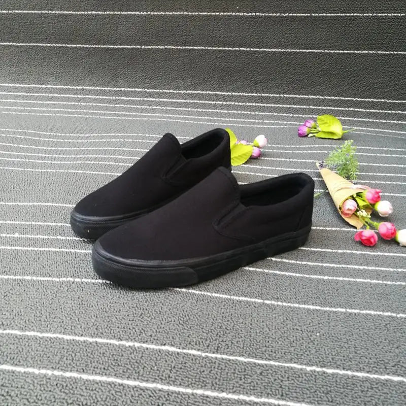 All black couple canvas shoes