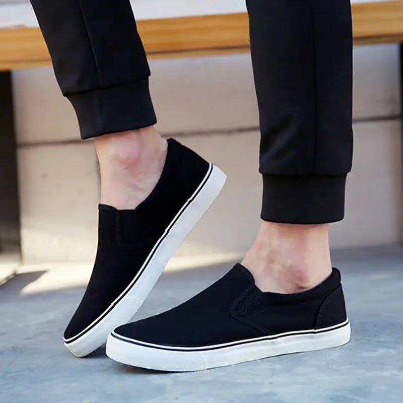 All black couple canvas shoes - BlackA / 38.