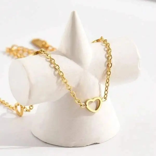 All-match Beach Foot Ornaments Simple Personality Hollowed Heart Shape - Gold