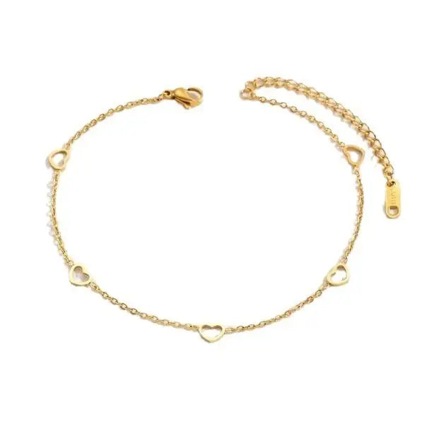 All-match Beach Foot Ornaments Simple Personality Hollowed Heart Shape - Gold