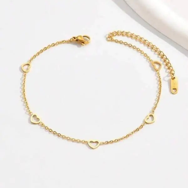 All-match Beach Foot Ornaments Simple Personality Hollowed Heart Shape - Gold