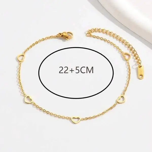 All-match Beach Foot Ornaments Simple Personality Hollowed Heart Shape - Gold