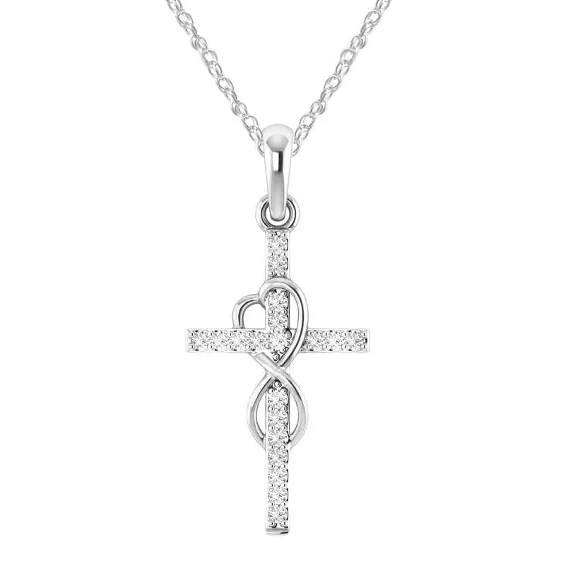 Alloy Pendant With Diamond And Eight-character Cross Necklace Beyond Trends Hub
