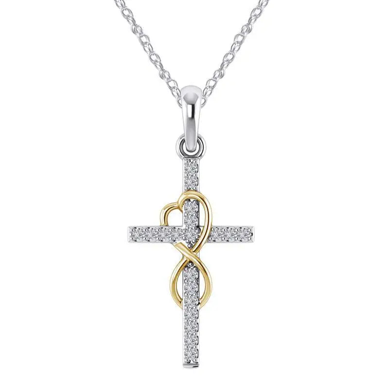 Alloy Pendant With Diamond And Eight-character Cross Necklace Beyond Trends Hub