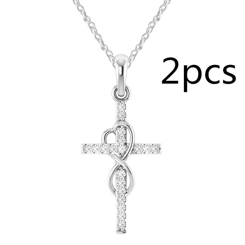 Alloy Pendant With Diamond And Eight-character Cross Necklace Beyond Trends Hub