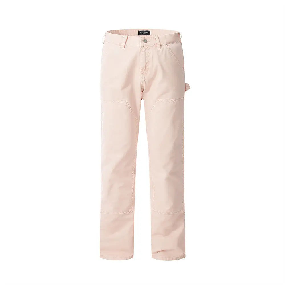 American Retro Denim Trousers For Men - Dirty Pink / S