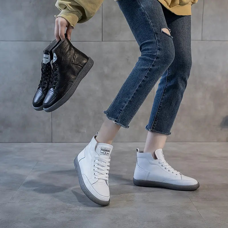 Ankle Boots Plus Size Autumn And Winter Wild Beef Tendon Soft Bottom Genuine Leather Shoes Flat Martens Boots Beyond Trends Hub