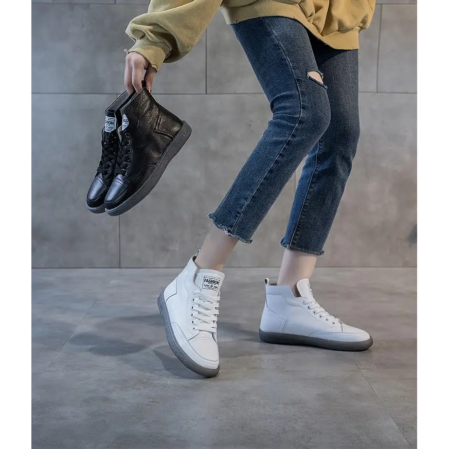 Ankle Boots Plus Size Autumn And Winter Wild Beef Tendon Soft Bottom Genuine Leather Shoes Flat Martens Boots Beyond Trends Hub