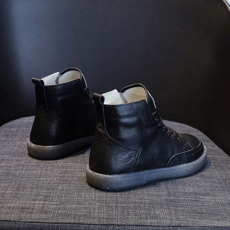 Ankle Boots Plus Size Autumn And Winter Wild Beef Tendon Soft Bottom Genuine Leather Shoes Flat Martens Boots Beyond Trends Hub