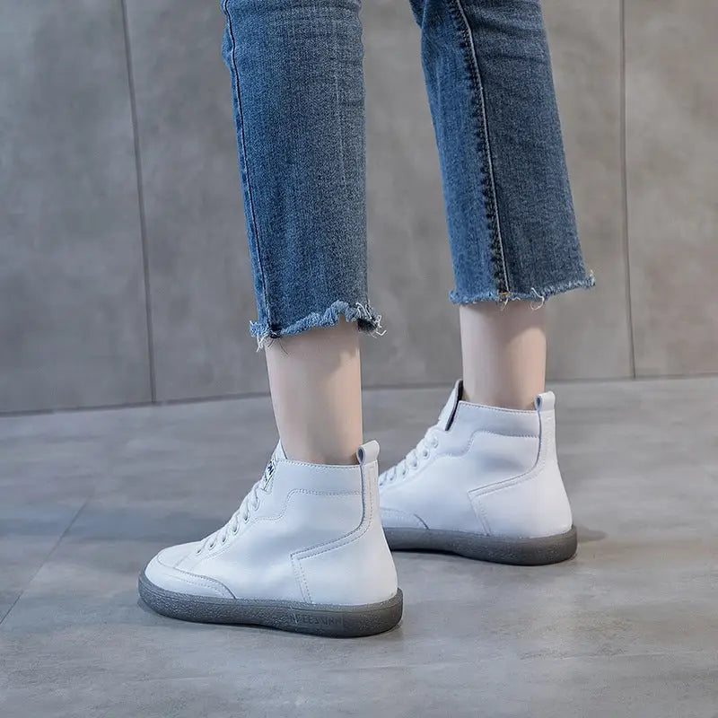 Ankle Boots Plus Size Autumn And Winter Wild Beef Tendon Soft Bottom Genuine Leather Shoes Flat Martens Boots Beyond Trends Hub
