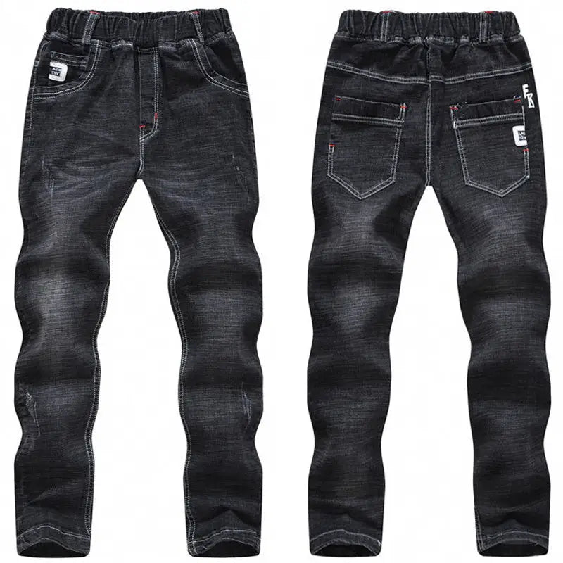 Autumn And Winter Black Slim-Fit And Warm Middle-Aged Children’s Trousers