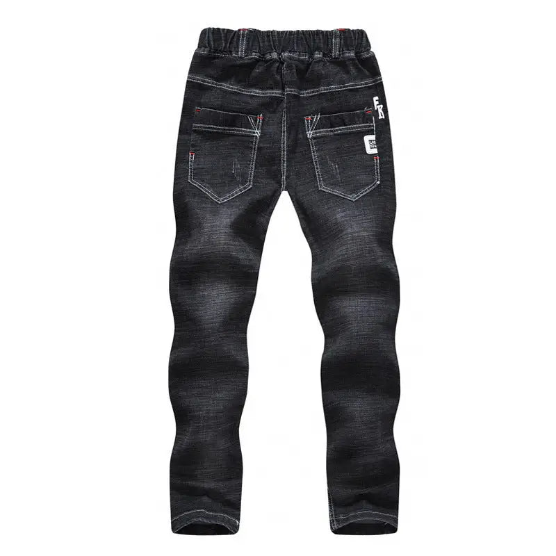 Autumn And Winter Black Slim-Fit And Warm Middle-Aged Children’s Trousers