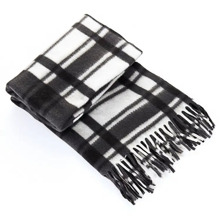 Autumn And Winter Black And White Plaid Plus-sized Thickening Thermal Men's And Women's Scarf Beyond Trends Hub
