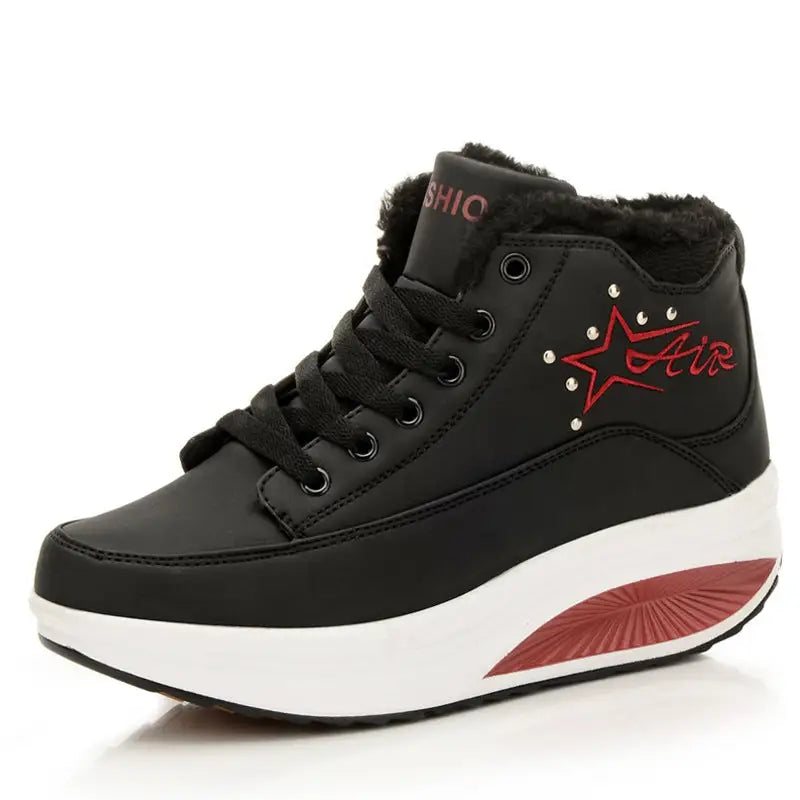 Autumn And Winter Ladies Plus Velvet Rocking Shoes - Black / 35