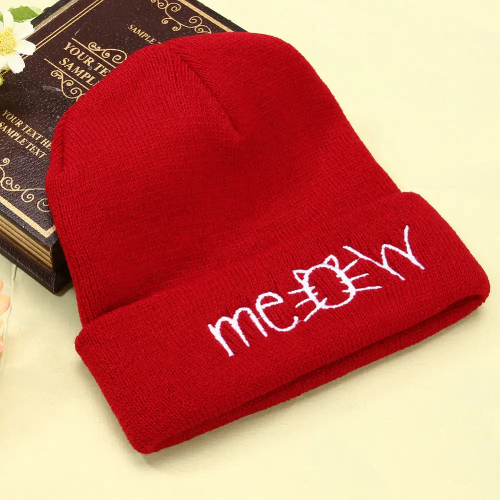 Autumn MEOW Men Women Casual Hip Hop Hats Knitted Wool Skullies Beanies Hat Warm Winter Hat For Women Beanie Winter