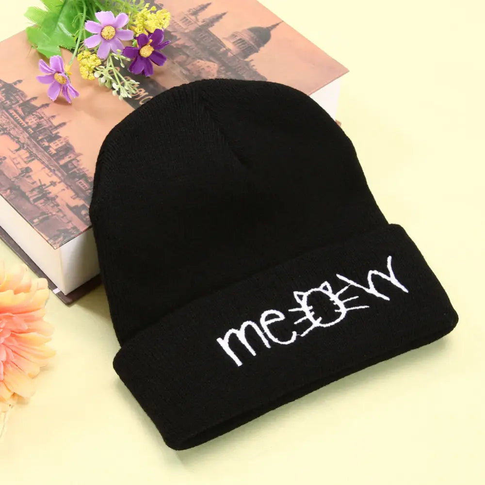 Autumn MEOW Men Women Casual Hip Hop Hats Knitted Wool Skullies Beanies Hat Warm Winter Hat For Women Beanie Winter