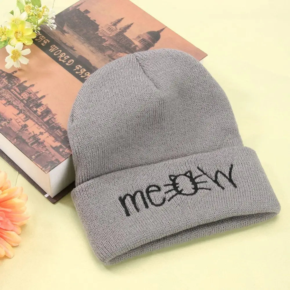 Autumn MEOW Men Women Casual Hip Hop Hats Knitted Wool Skullies Beanies Hat Warm Winter Hat For Women Beanie Winter