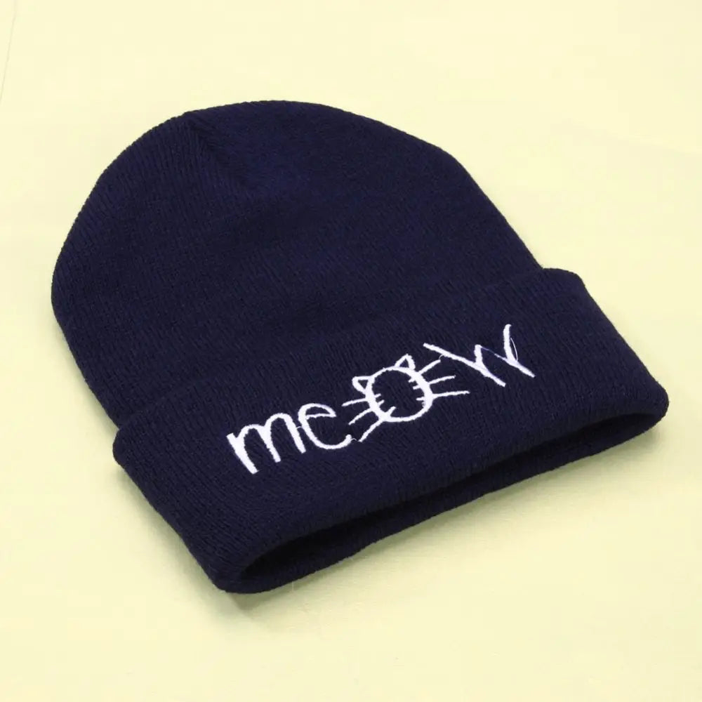 Autumn MEOW Men Women Casual Hip Hop Hats Knitted Wool Skullies Beanies Hat Warm Winter Hat For Women Beanie Winter