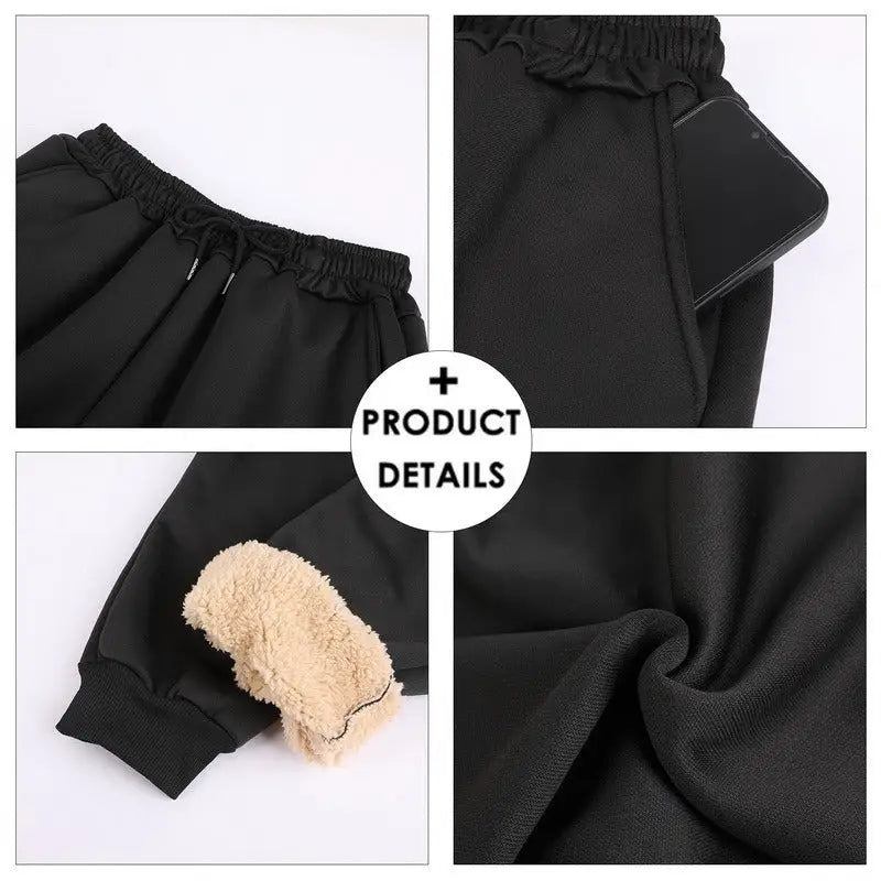 Autumn Winter Pants Men Women Trousers Warm Fleece Drawstring Pants M-5XL - 4