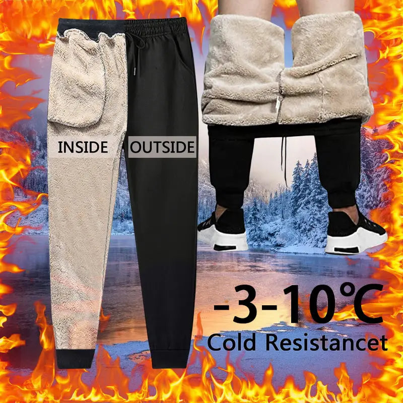 Autumn Winter Pants Men Women Trousers Warm Fleece Drawstring Pants M-5XL - 4