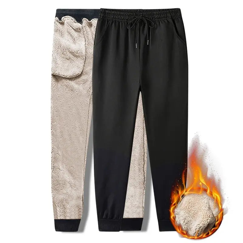 Autumn Winter Pants Men Women Trousers Warm Fleece Drawstring Pants M-5XL - 4