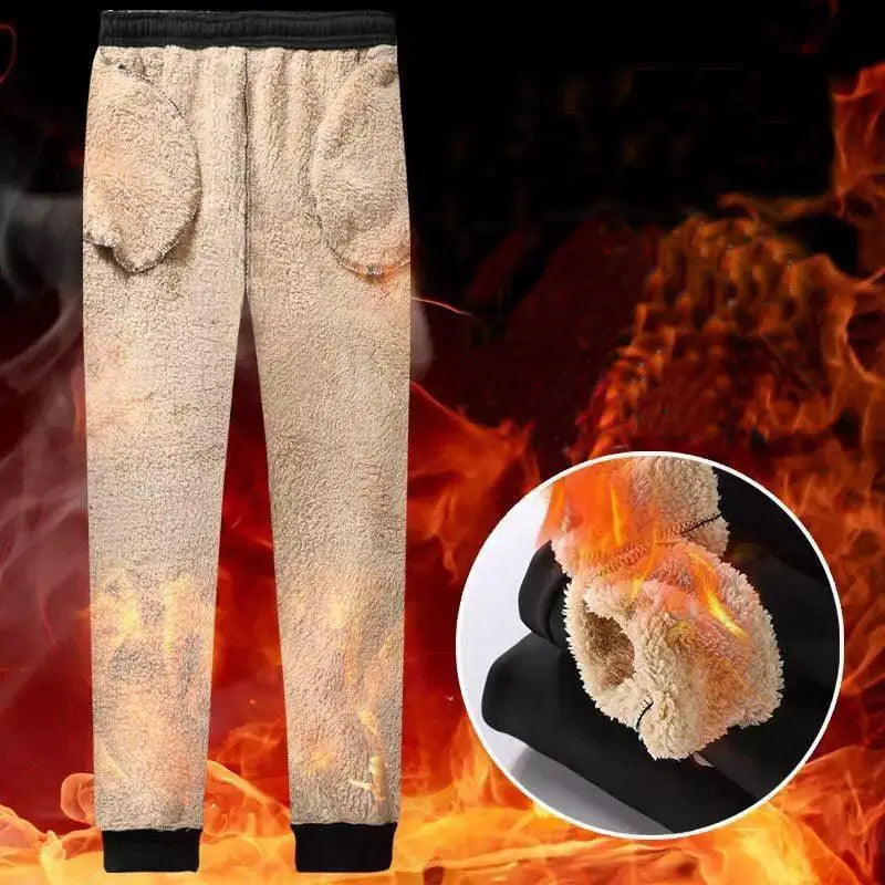 Autumn Winter Pants Men Women Trousers Warm Fleece Drawstring Pants M-5XL - 4