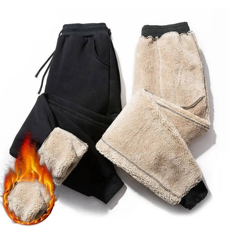 Autumn Winter Pants Men Women Trousers Warm Fleece Drawstring Pants M-5XL - 4
