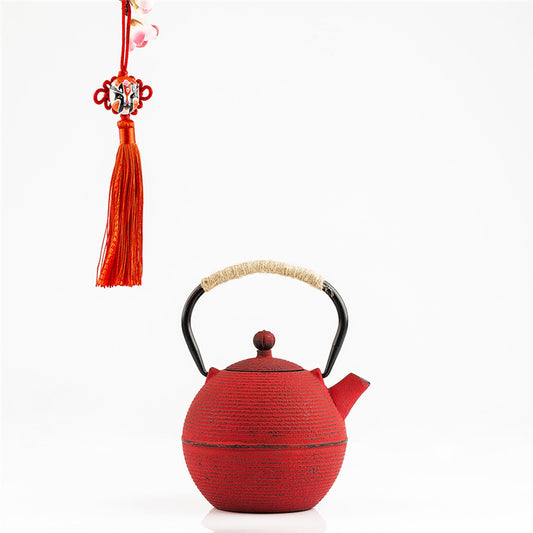 Red And Yellow Iron Kettle 680ml 0.7 Liter Iron Kettle Restaurant Hotel Fashion Tea Set