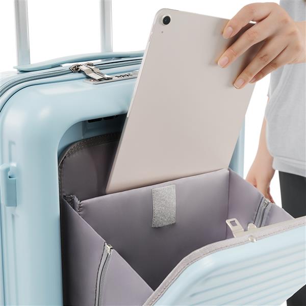 Front Opening 20 Inch Carry On Luggage With Expandable Travel Bag Set