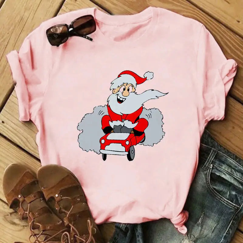 Christmas Print Ladies Short Sleeve