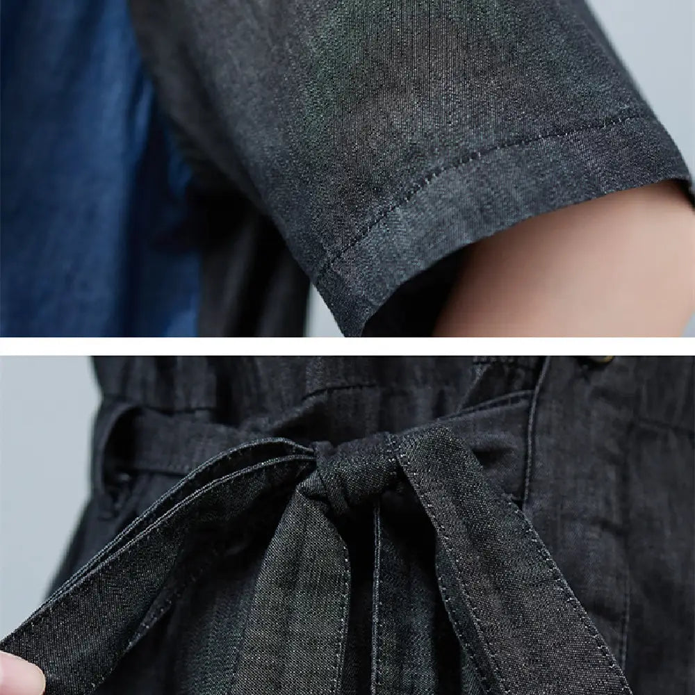 Women’s Fashion Drawstring Denim Jumpsuit