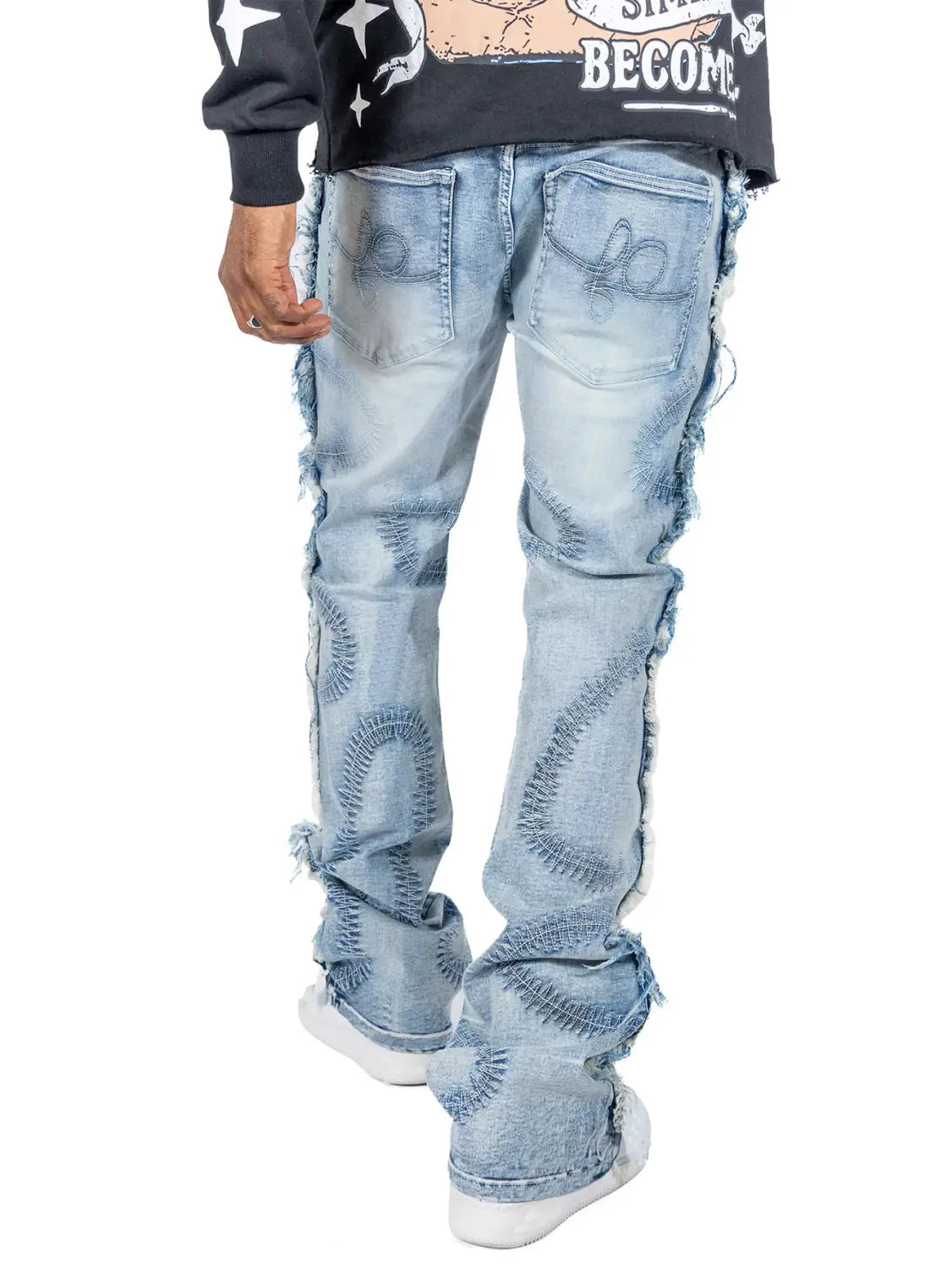 Men’s Trousers Slightly Stretch Embroidered Jeans
