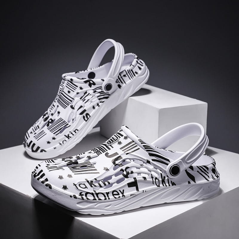 Letter Print Slippers Men Summer Sandals Beach Shoes