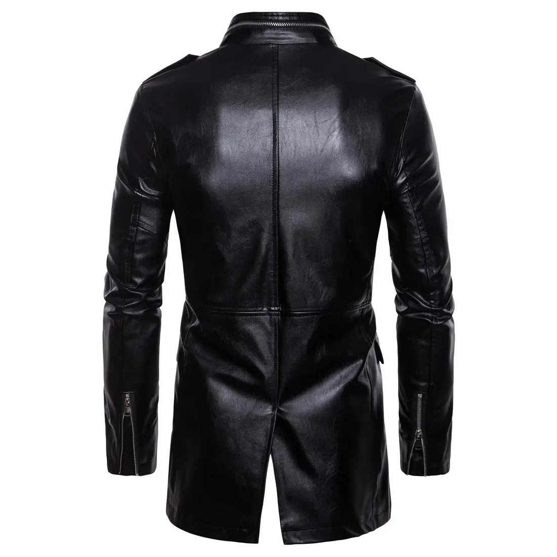 Stand-up Collar men’s Leather Jacket