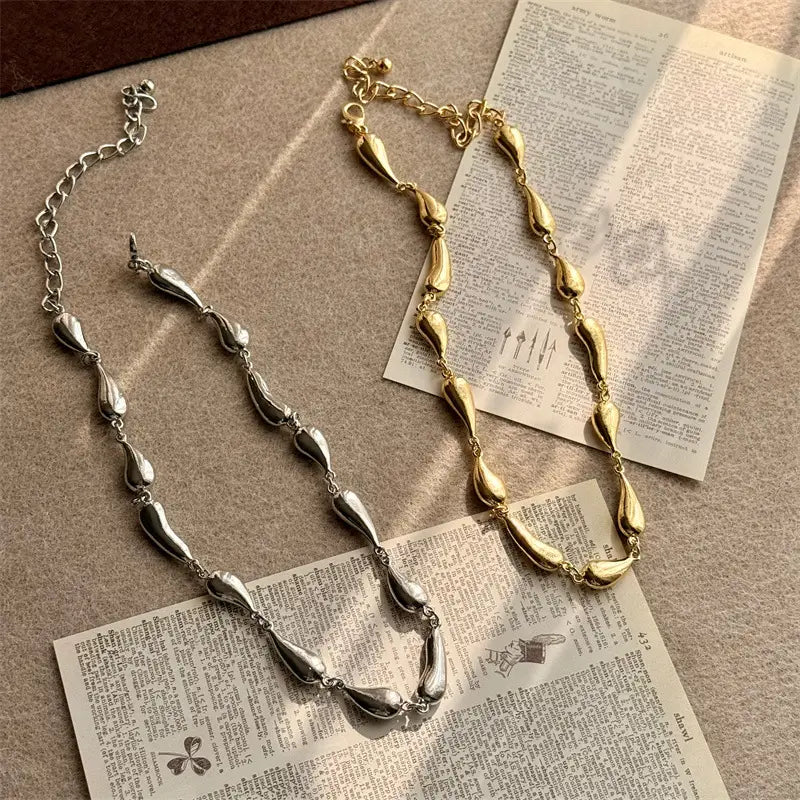 Women’s Metal Water Drop Stitching Necklace