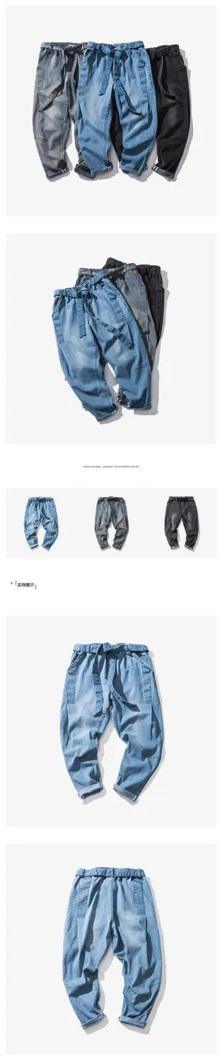 Retro Loose Denim Trousers Fashion Plus Size Men