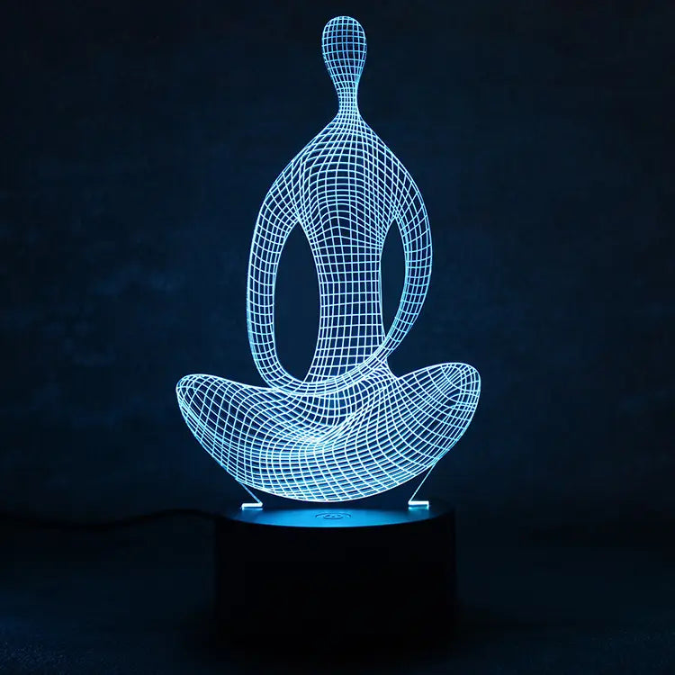 Yoga LED Meditation Of Acrylic Night Light Bedroom Illusion Lamp Livingroom Bedside Decor 3D 7 Color Changing