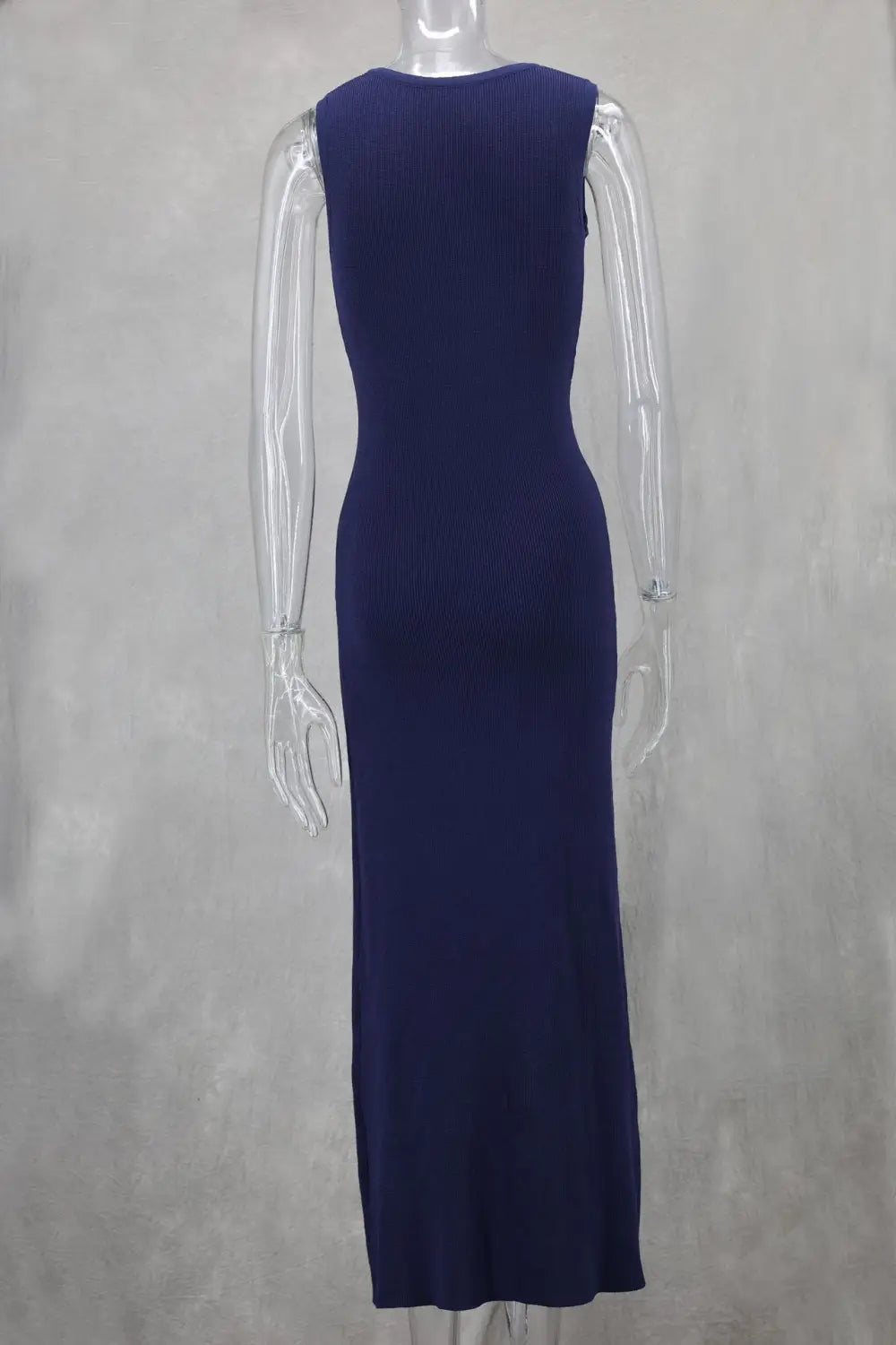 Elegant Knitted Sleeveless Dress With Single Breast Fashion Slim Round Neck Long Dresses Womens Clothing