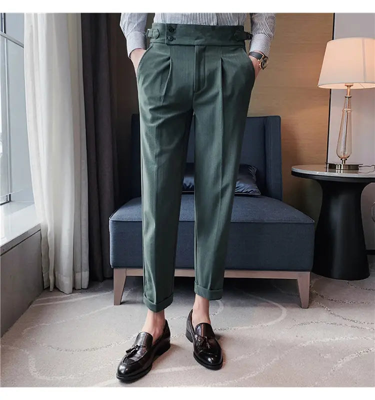 High-waisted Trousers Striped Casual Men