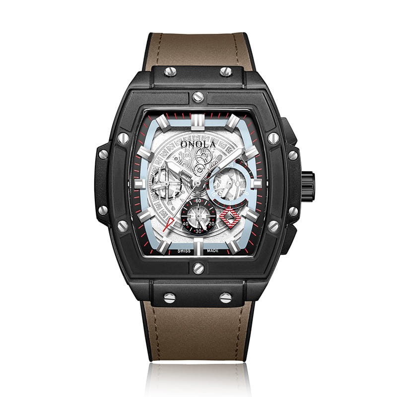 Barrel-shaped multi-function quartz men’s watch