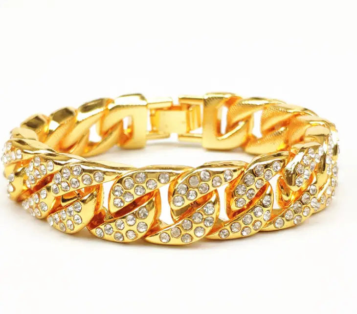 Full Diamond Cuban Chain Men’s Bracelet Domineering Cool Trendy Bracelet